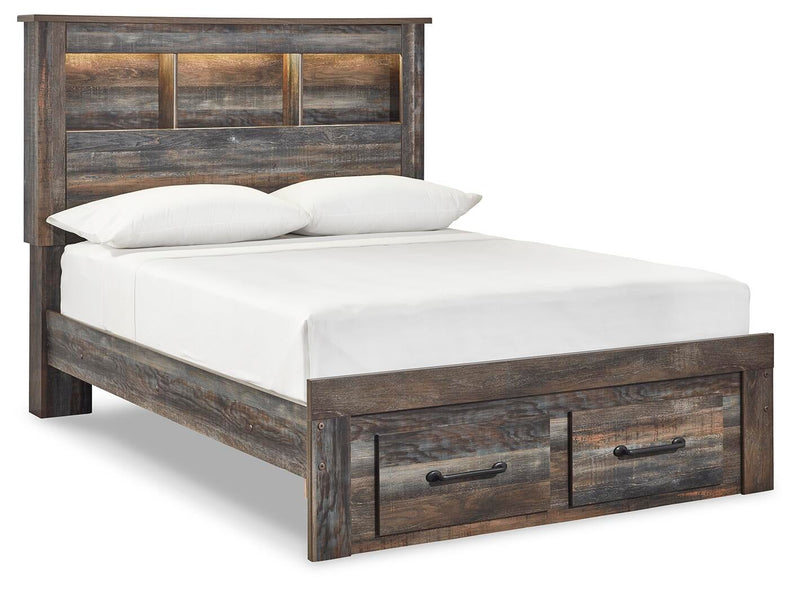 Drystan Full Bookcase Bed with 2 Storage Drawers, Dresser, Mirror, Chest and Nightstand