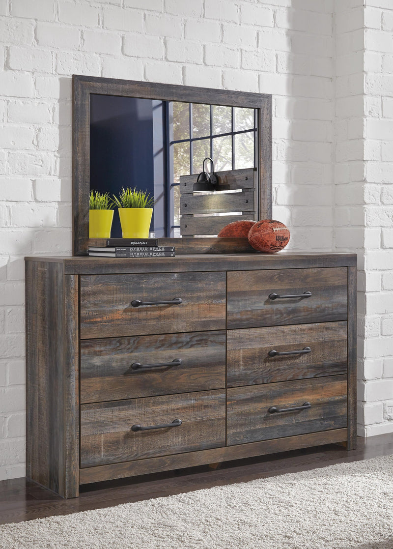 Drystan Full Bookcase Bed with 2 Storage Drawers, Dresser, Mirror, Chest and Nightstand