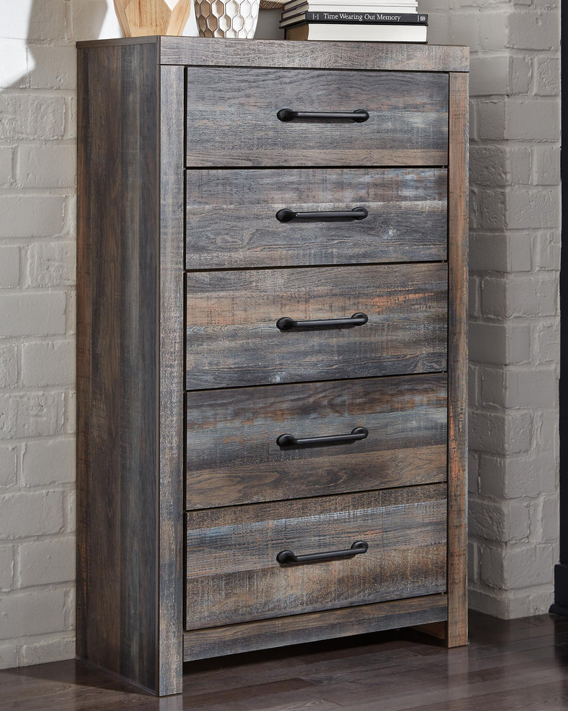 Drystan Queen Bookcase Bed, Dresser, Mirror, Chest and Nightstand