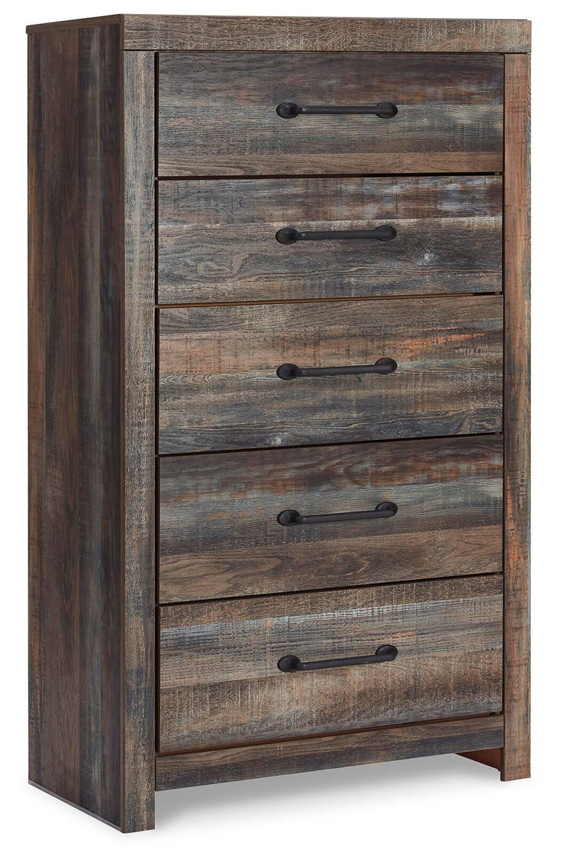 Drystan Queen Bookcase Bed, Dresser, Mirror, Chest and Nightstand
