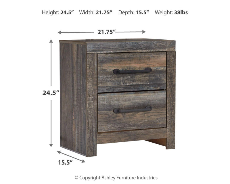 Drystan Full Bookcase Bed with 2 Storage Drawers with Mirrored Dresser, Chest and Nightstand