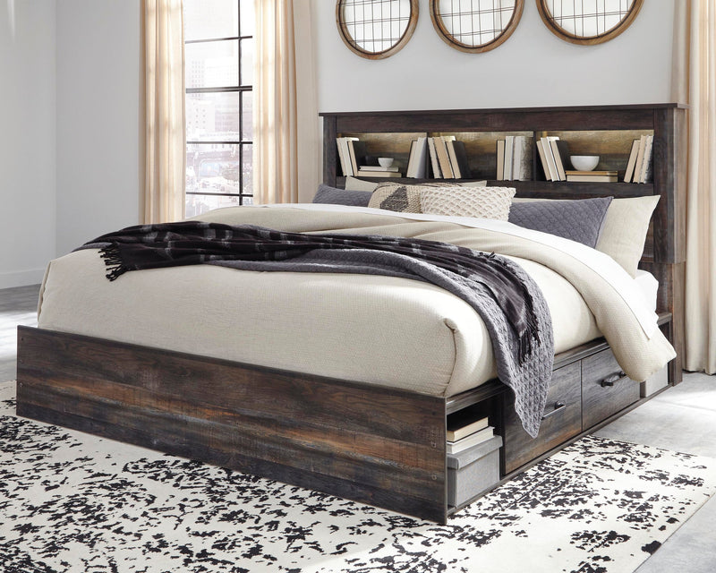 Drystan King Bookcase Bed with 4 Storage Drawers with Mirrored Dresser