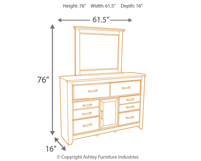 Juararo King Poster Bed with Mirrored Dresser