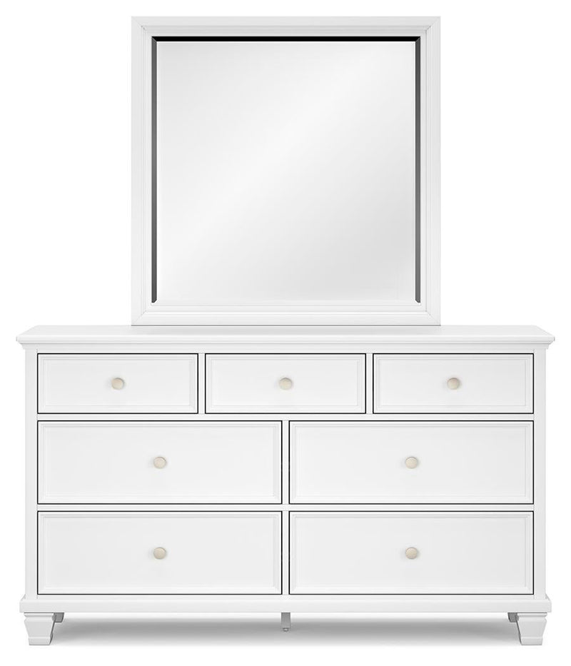 Fortman California King Panel Bed with Mirrored Dresser