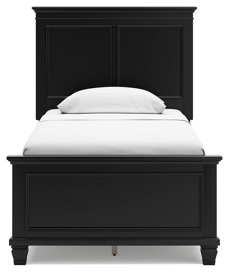 Lanolee Twin Panel Bed with Mirrored Dresser and Nightstand