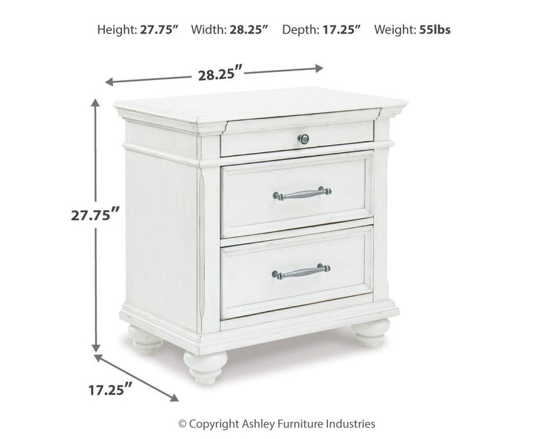 Kanwyn King Panel Bed with Storage with Mirrored Dresser, Chest and Nightstand