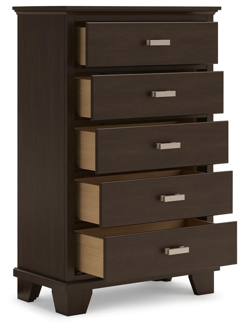 Covetown King Panel Bed, Dresser, Mirror, Chest and Nightstand