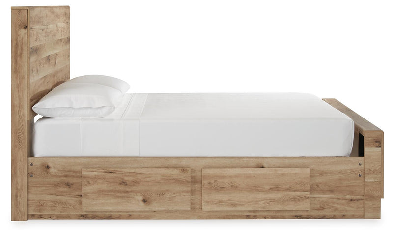 Hyanna Full Panel Bed with Storage with Mirrored Dresser