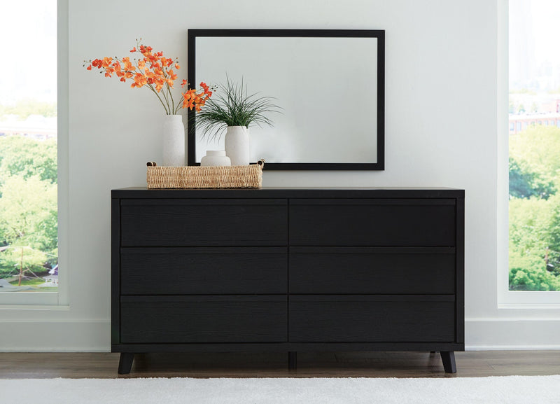 Danziar Queen Panel Bed with Mirrored Dresser