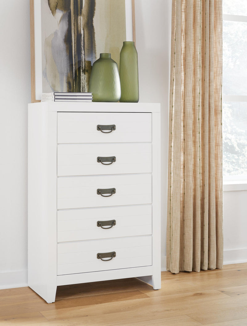 Binterglen King Panel Bed, Dresser, Mirror, Chest and Nightstand