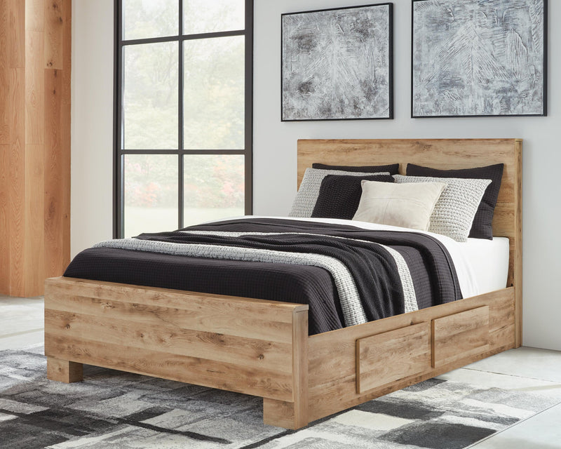 Hyanna Twin Panel Bed with Storage with Mirrored Dresser