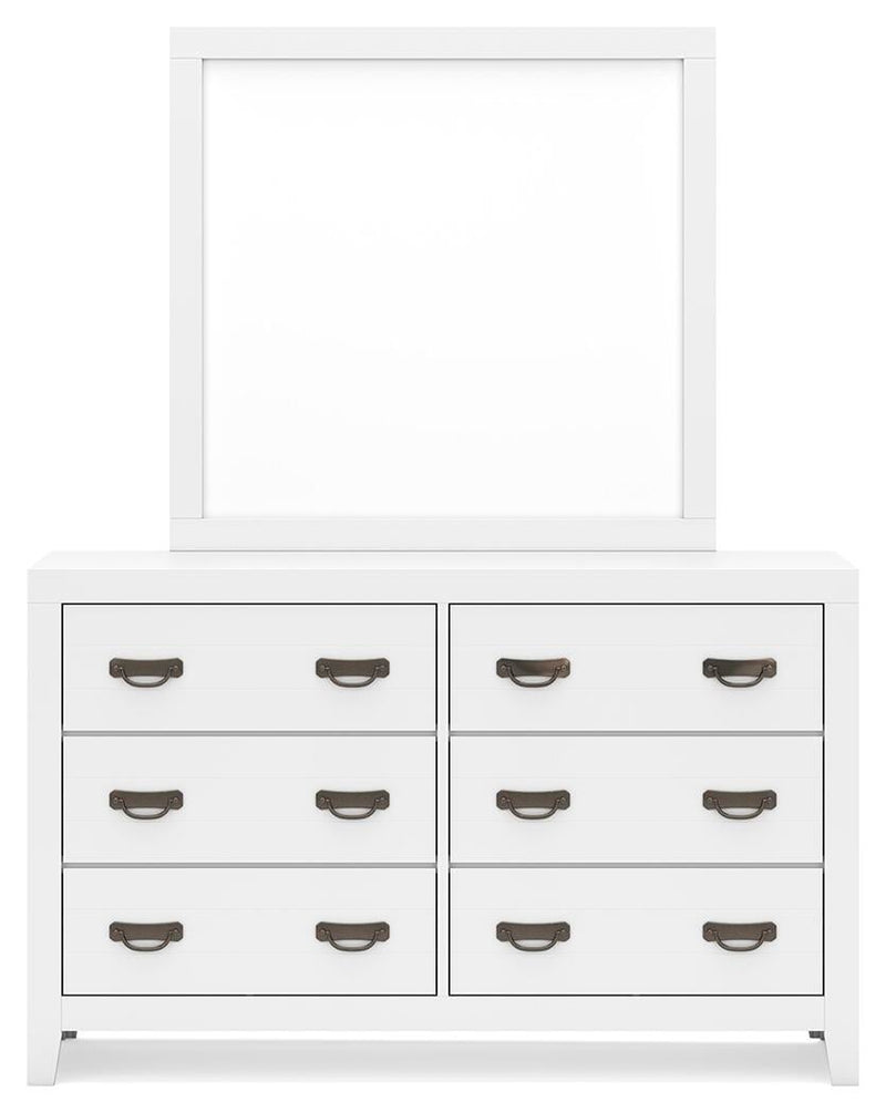 Binterglen California King Panel Bed with Mirrored Dresser
