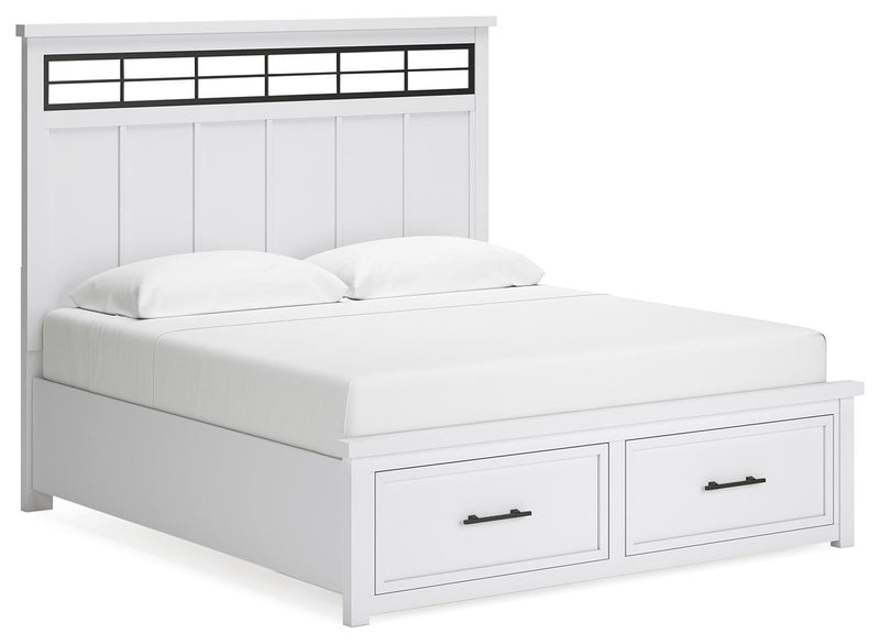 Ashbryn King Panel Storage Bed, Dresser, Mirror, Chest and Nightstand