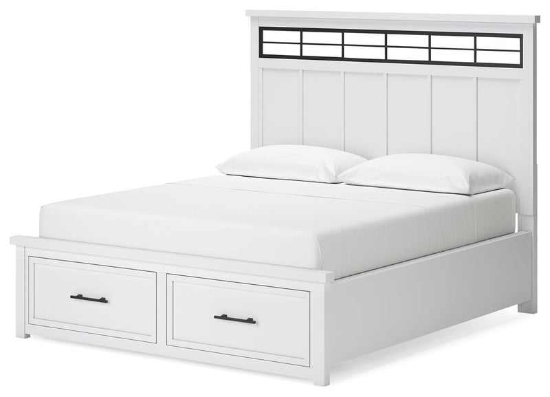 Ashbryn California King Panel Storage Bed, Dresser, Mirror and Nightstand
