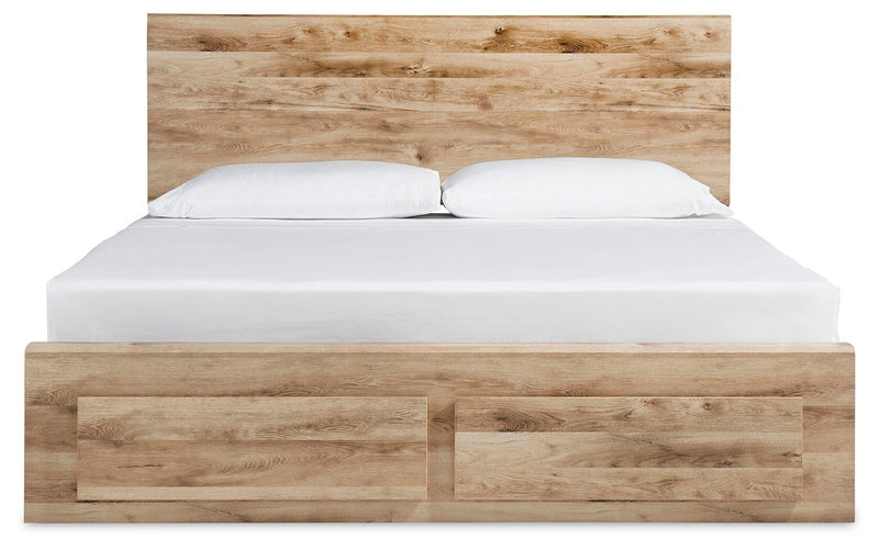 Hyanna Queen Panel Storage Bed with 2 Under Bed Storage Drawer, Dresser and Mirror