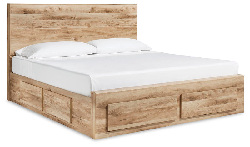 Hyanna Queen Panel Storage Bed with 2 Under Bed Storage Drawer, Dresser and Mirror