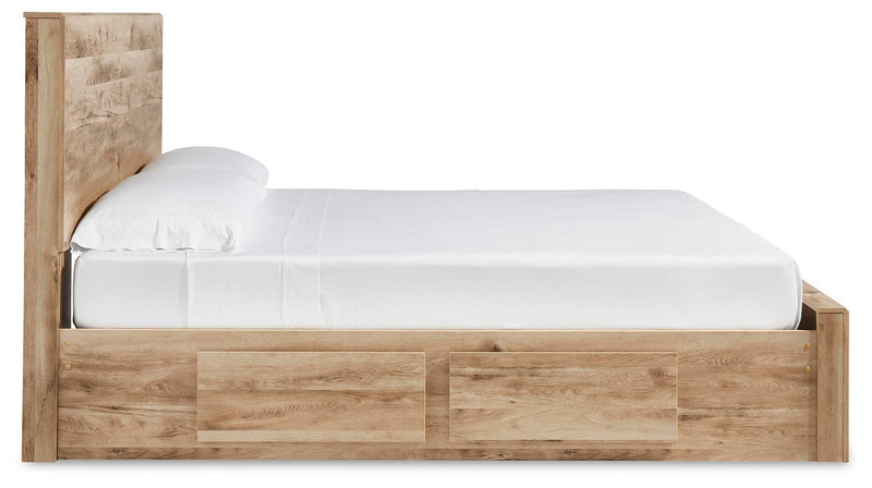 Hyanna Queen Panel Storage Bed with 2 Under Bed Storage Drawer, Dresser and Mirror