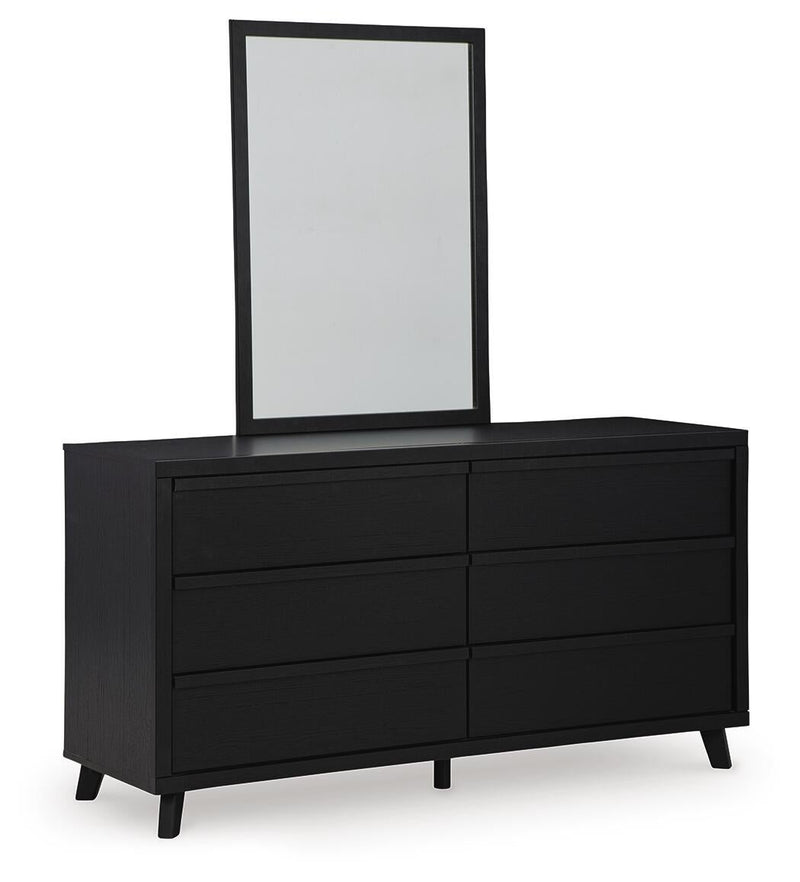 Danziar King Panel Bed with Mirrored Dresser