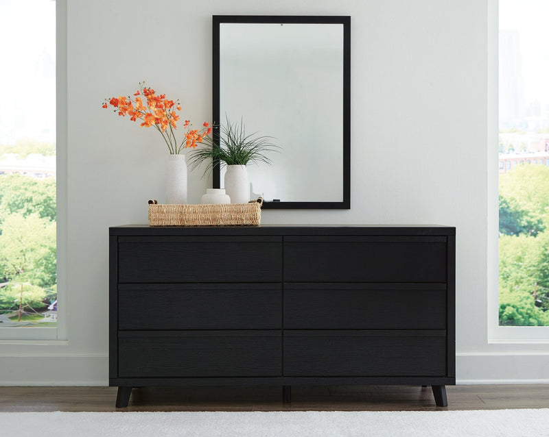 Danziar King Panel Bed with Mirrored Dresser