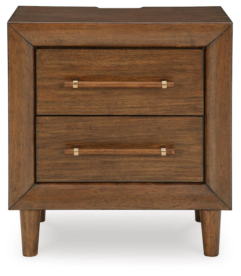 Lyncott King Upholstered Bed with Mirrored Dresser and Nightstand