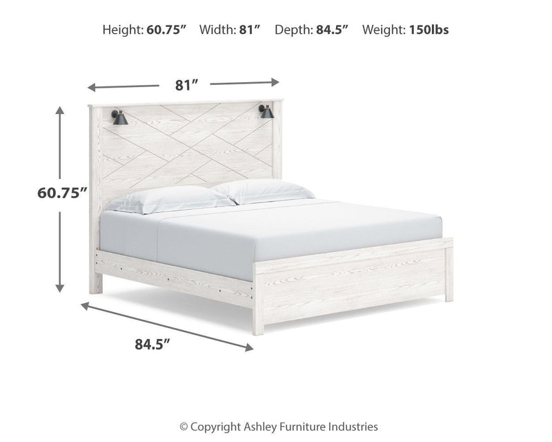 Gerridan King Panel Bed with Mirrored Dresser