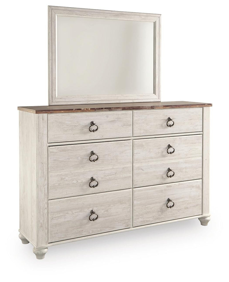 Willowton King Panel Bed with Mirrored Dresser and Nightstand