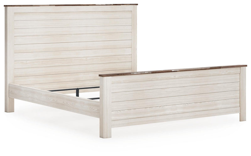 Willowton King Panel Bed with Mirrored Dresser and Nightstand