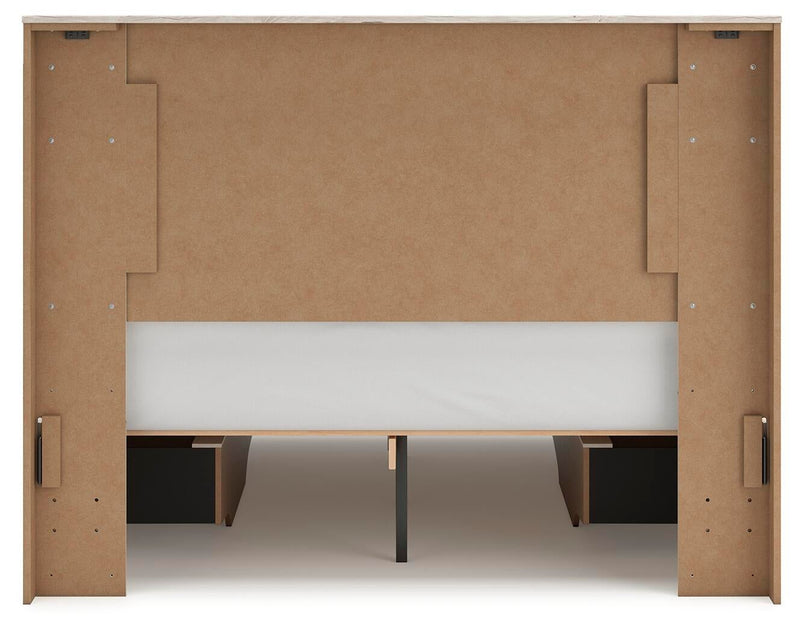 Lawroy Queen Panel Bed with Storage, Dresser and Mirror