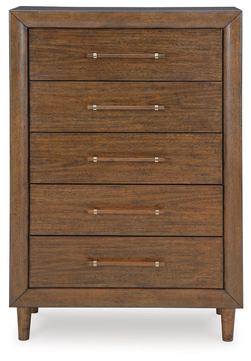 Lyncott California King Upholstered Bed, Dresser, Mirror, Chest and Nightstand