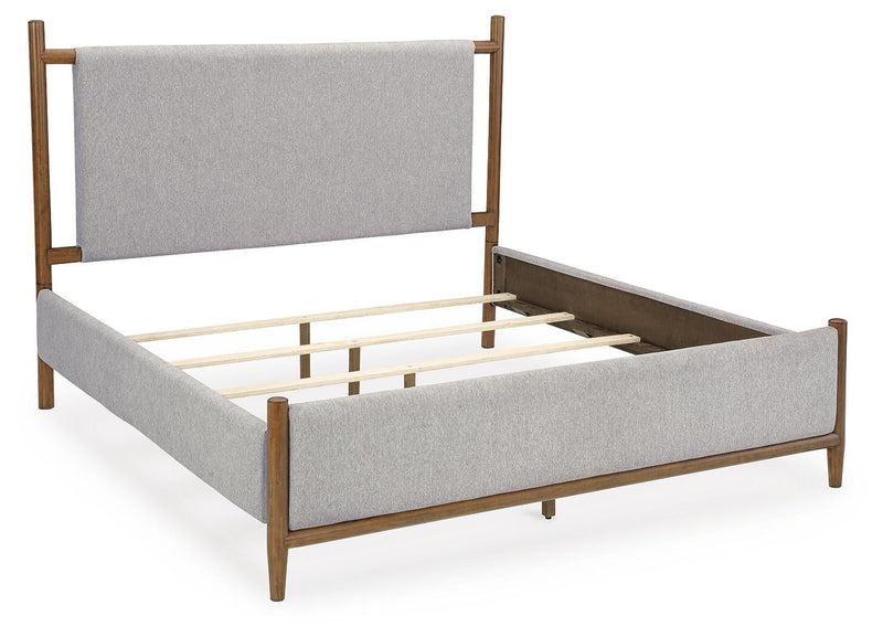 Lyncott King Upholstered Bed with Mirrored Dresser