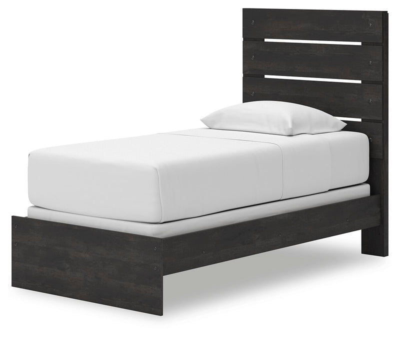 Delmorta Twin Panel Bed, Dresser, Mirror and Nightstand