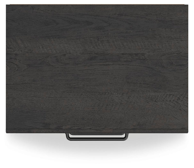 Delmorta Full Panel Bed with Storage, Dresser, Mirror and Nightstand