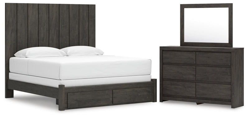 Parlayon King Panel Storage Bed, Dresser and Mirror