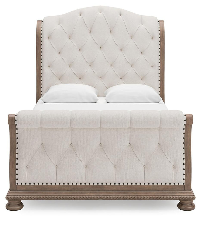 Ardenfield Queen Upholstered Sleigh Bed, Dresser, Mirror, Chest and Nightstand