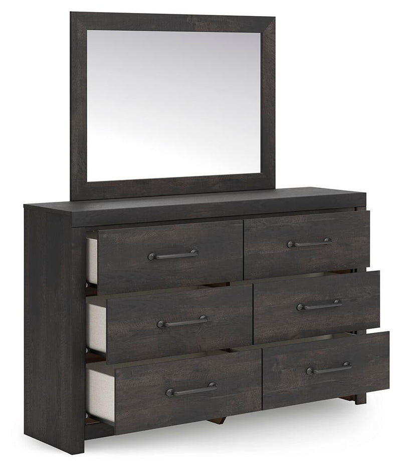 Delmorta Twin Panel Bed, Dresser and Mirror