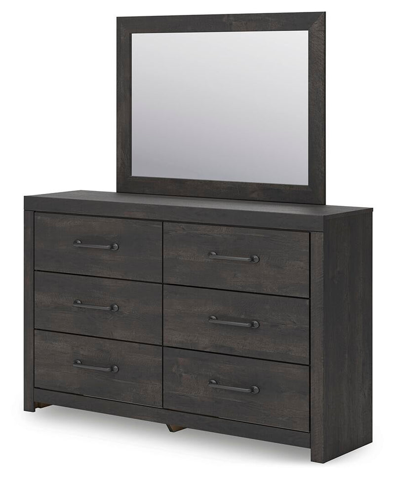 Delmorta Twin Panel Bed, Dresser and Mirror