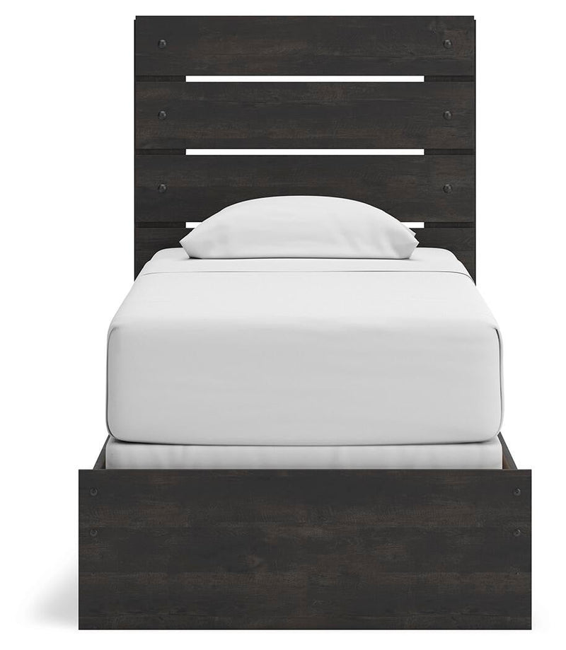 Delmorta Twin Panel Bed, Dresser, Mirror, Chest and Nightstand