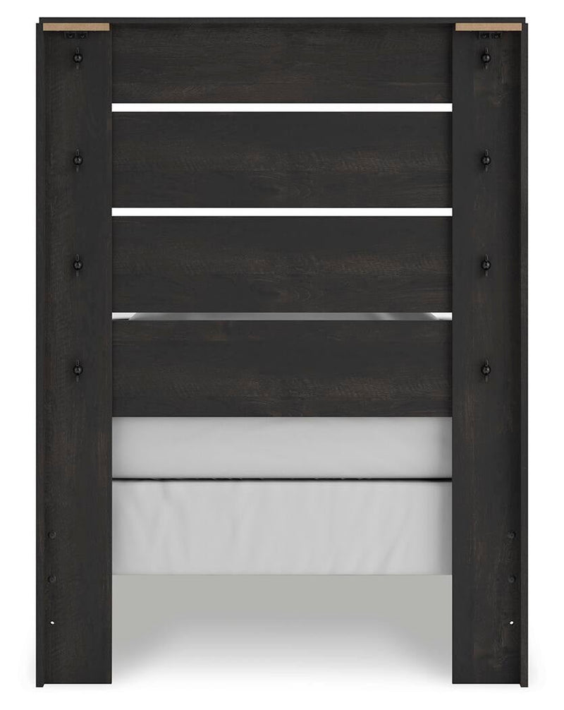 Delmorta Twin Panel Bed, Dresser, Mirror, Chest and Nightstand