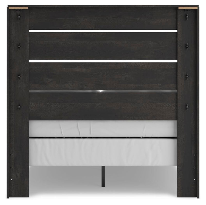 Delmorta Full Panel Bed, Dresser, Mirror and Nightstand