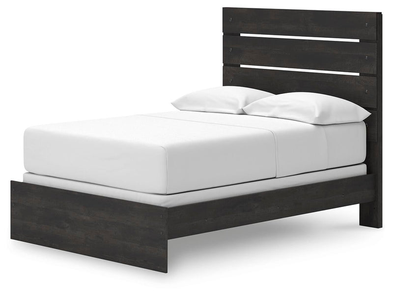 Delmorta Full Panel Bed, Dresser, Mirror and Nightstand