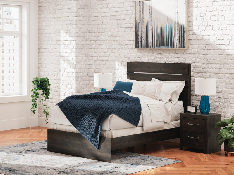 Delmorta Full Panel Bed, Dresser, Mirror, Chest and Nightstand