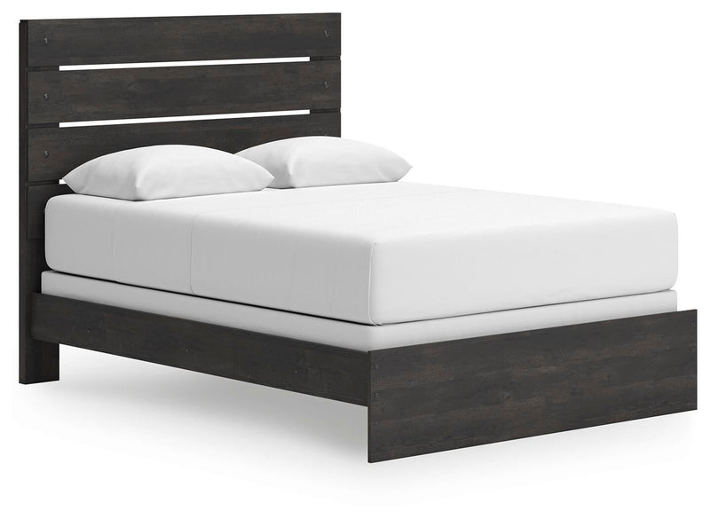 Delmorta Queen Panel Bed, Dresser, Mirror, Chest and Nightstand