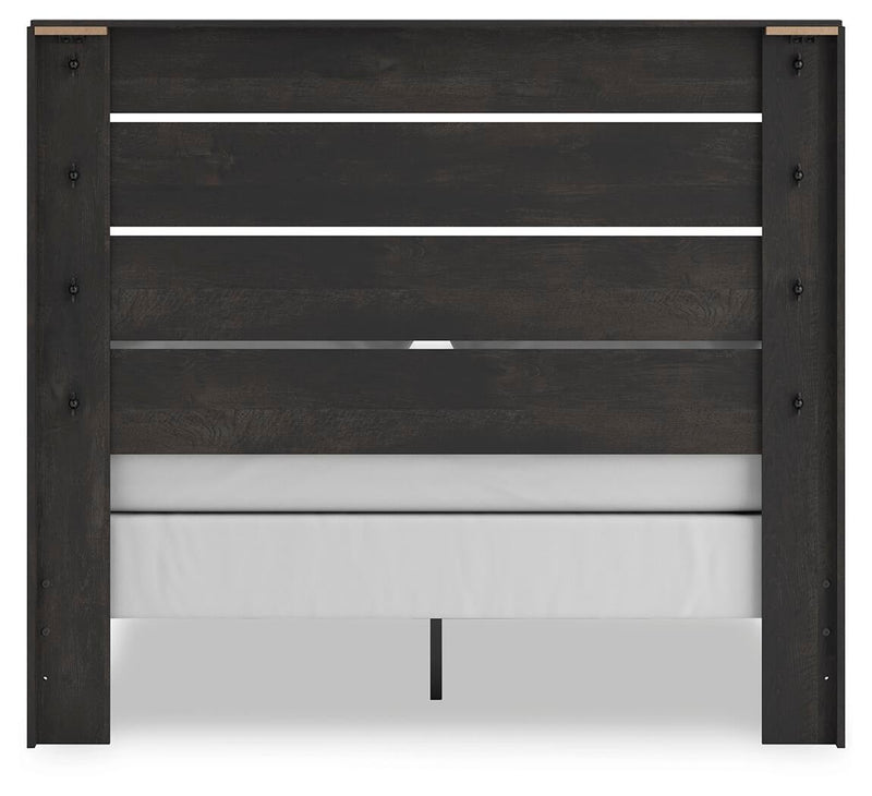 Delmorta Queen Panel Bed, Dresser, Mirror, Chest and Nightstand