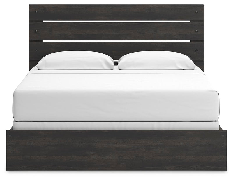 Delmorta King Panel Bed, Dresser, Mirror and Nightstand