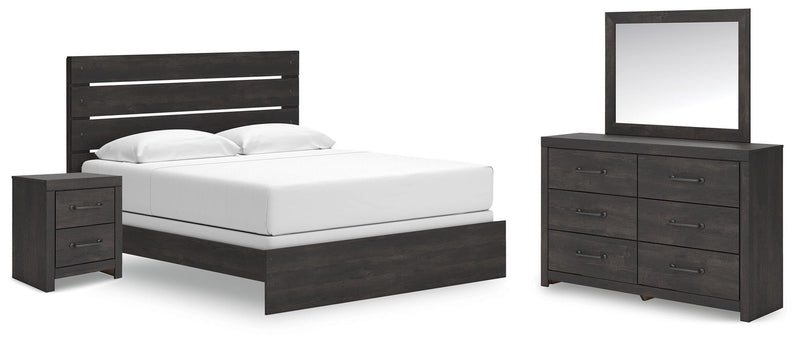Delmorta King Panel Bed, Dresser, Mirror and Nightstand