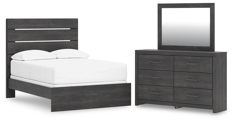 Delmorta Full Panel Bed, Dresser and Mirror