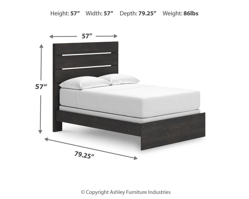 Delmorta Full Panel Bed, Dresser and Mirror