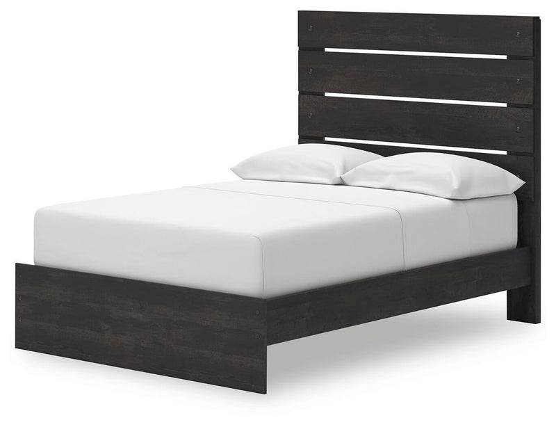 Delmorta Full Panel Storage Bed, Dresser and Mirror