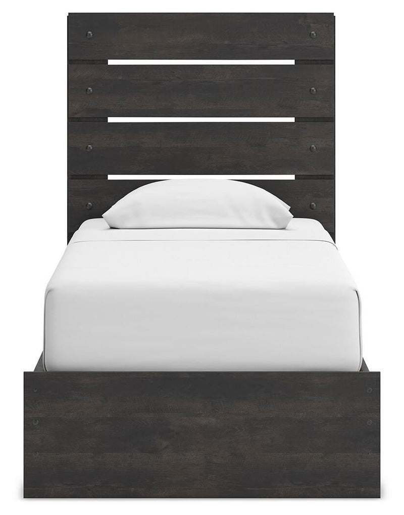 Delmorta Twin Panel Storage Bed, Dresser, Mirror, Chest and Nightstand