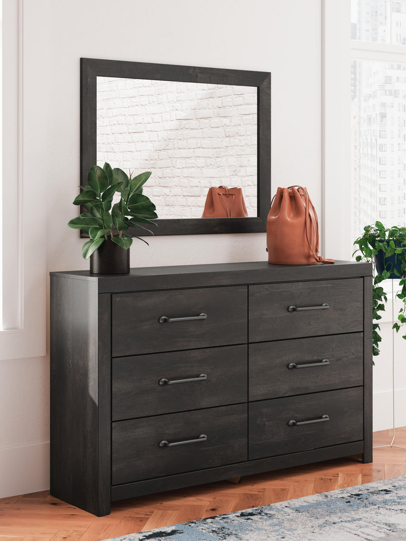 Delmorta Twin Panel Storage Bed, Dresser, Mirror and Nightstand